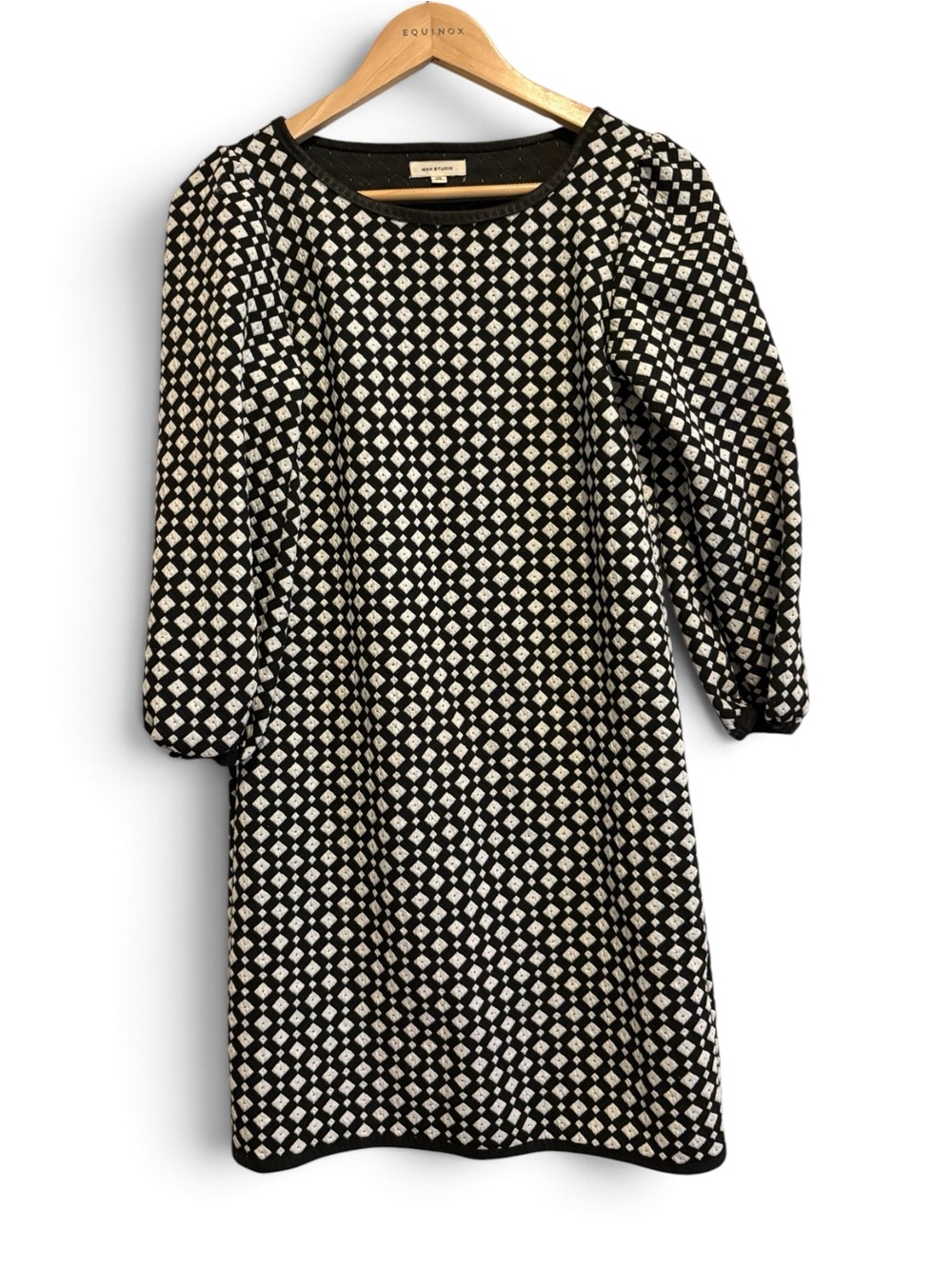 Max Studio Black and White Puff Sleeved Dress